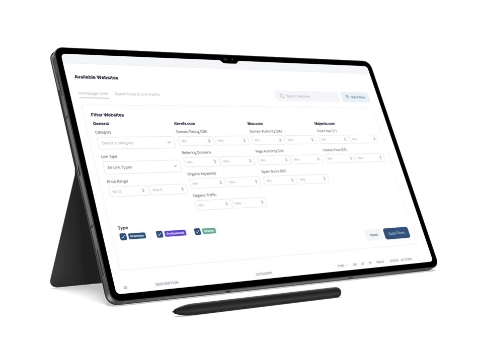 Living Links platform interface showing website analytics