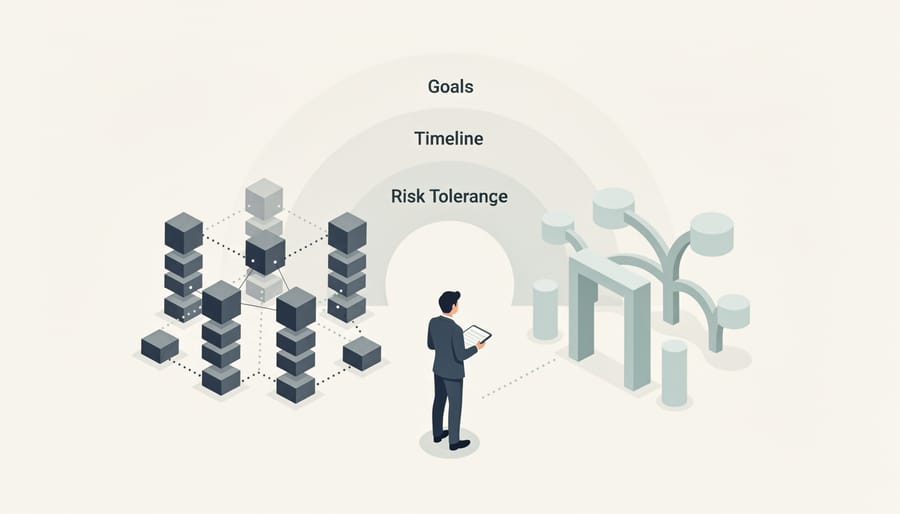 Two diverging paths in autumn forest representing strategic decision between link-building approaches