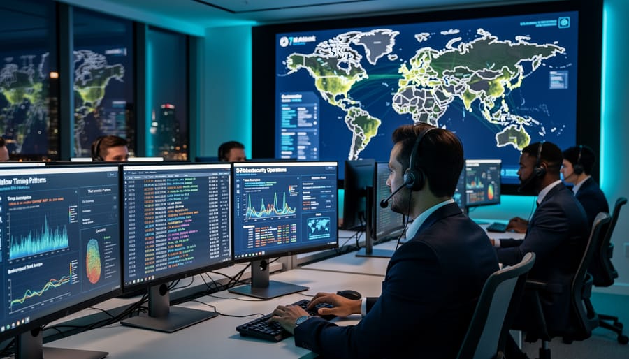 Close-up of hands typing on keyboard during cybersecurity forensic investigation