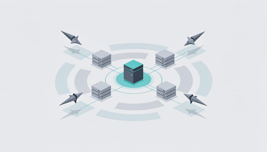 Mouse trap on wooden surface with server equipment in background representing honeypot security concept