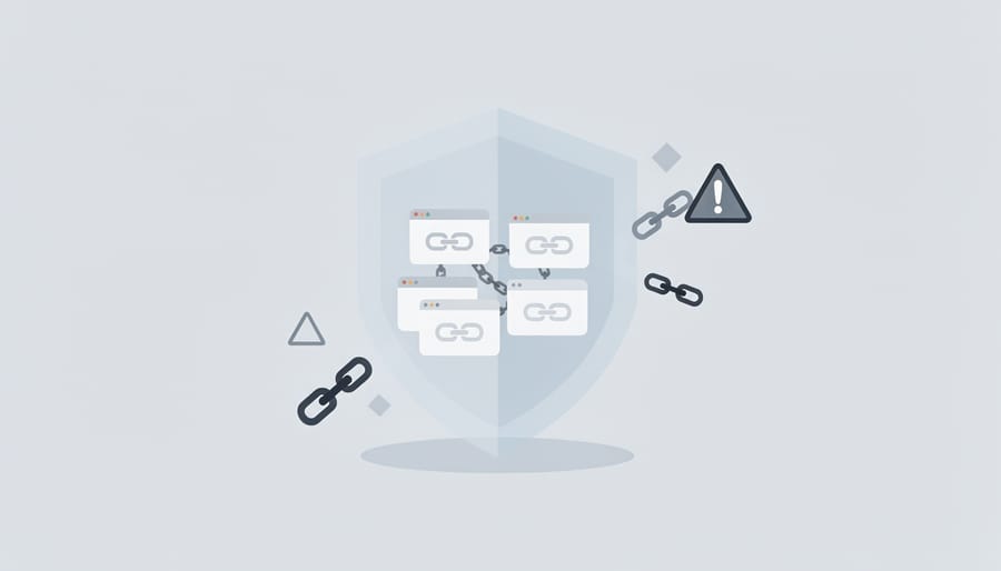 Shield protecting chain links symbolizing secure link portfolio management