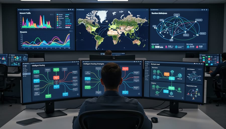 Network cables connected to switches showing infrastructure routing