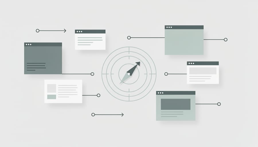 Brass compass on map showing directional drift