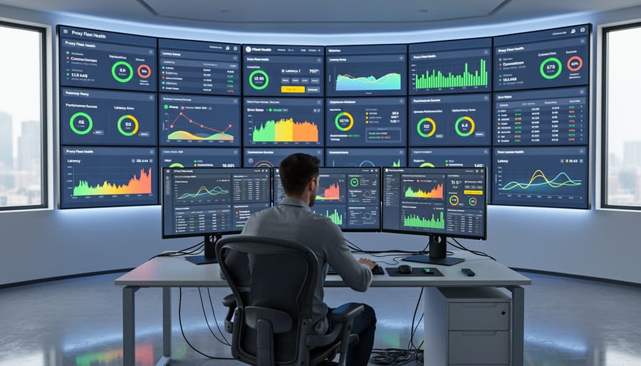Industrial monitoring gauges showing measurement of multiple system metrics
