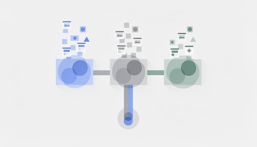 Three industrial filters of different sizes arranged in a row representing distinct filtering systems
