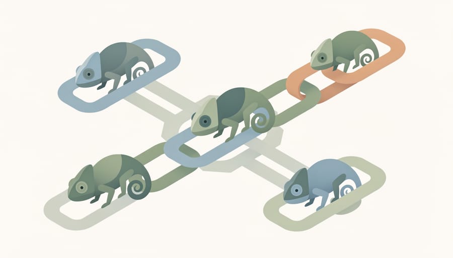 Chameleon demonstrating natural camouflage adaptation on tree branch