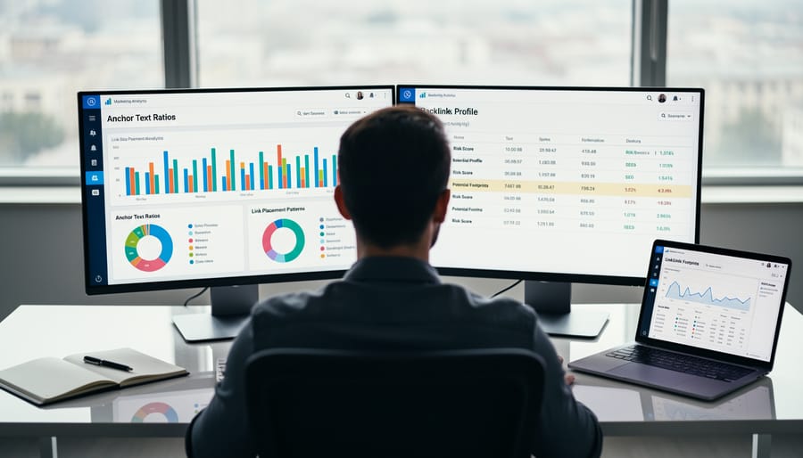 Magnifying glass examining text with highlighted anchor text variations