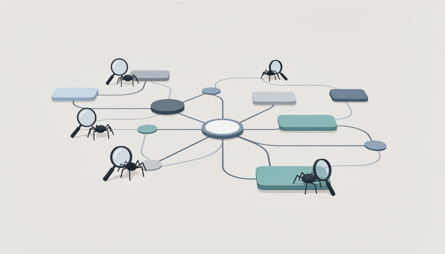 Spider web with dew drops showing interconnected network structure