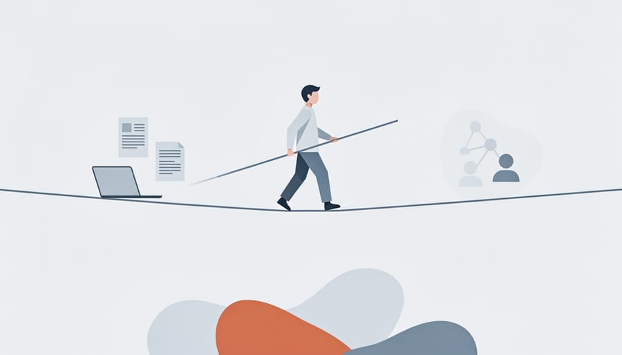 Tightrope walker demonstrating balance and precision on high wire