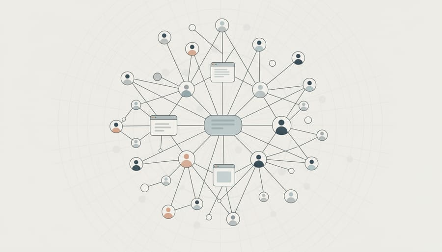 Close-up of tangled network cables and connections showing interconnected infrastructure