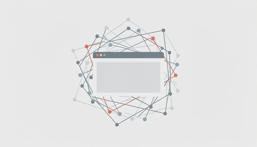 Close-up of tangled fishing net with broken strands representing poor link quality