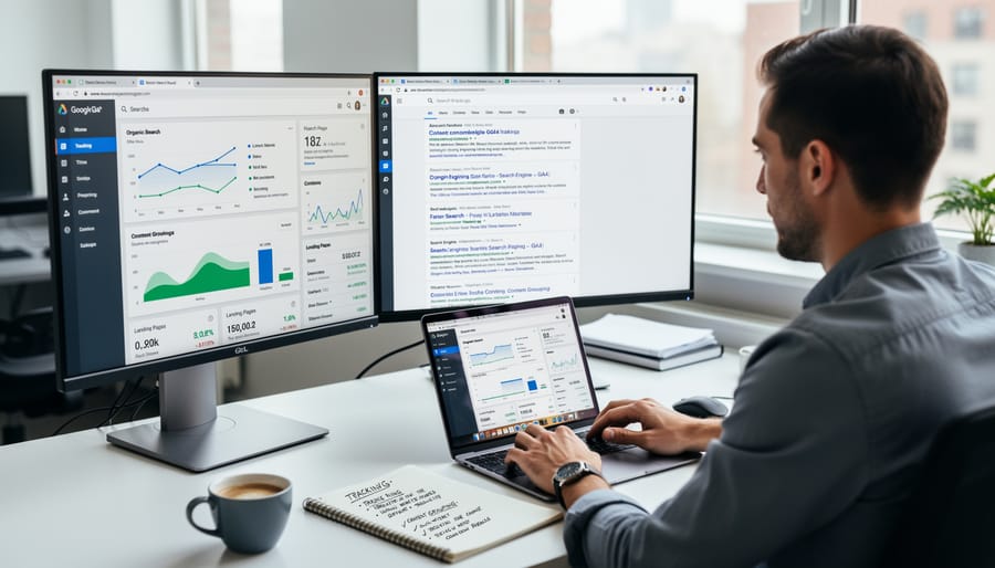Hands adjusting precision measuring tool on desk with business documents