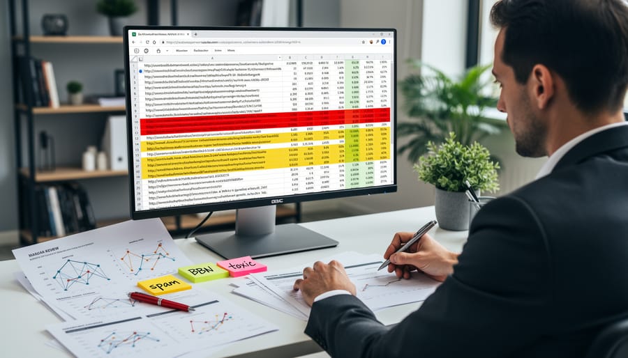 Computer screen showing Google Search Console backlink analysis interface