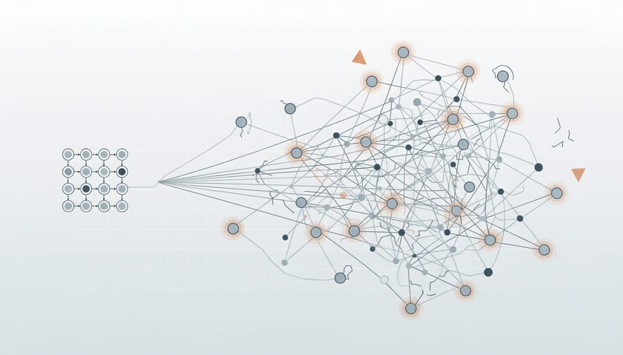 Warning signs surrounding laptop computer representing compliance risks