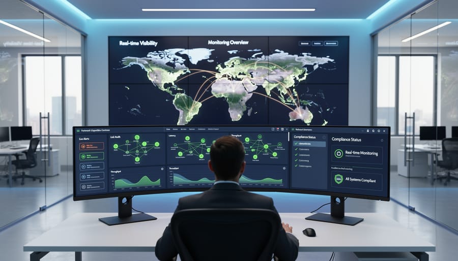 Digital monitoring dashboard displaying real-time link compliance metrics