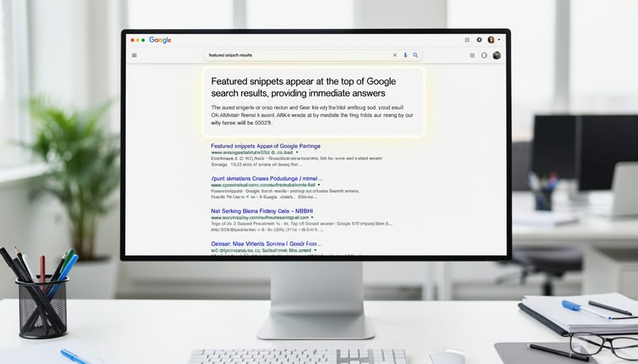 Google search results page showing featured snippet box at position zero