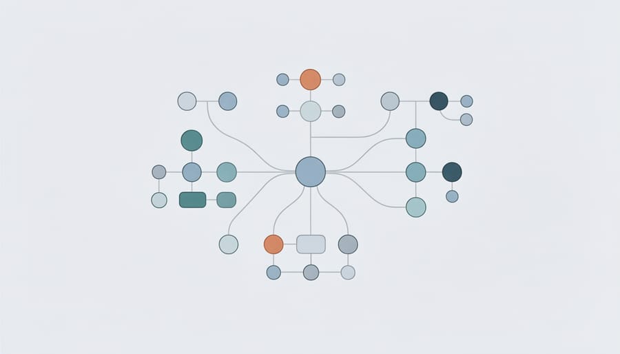 Physical representation of interconnected network nodes showing knowledge graph structure