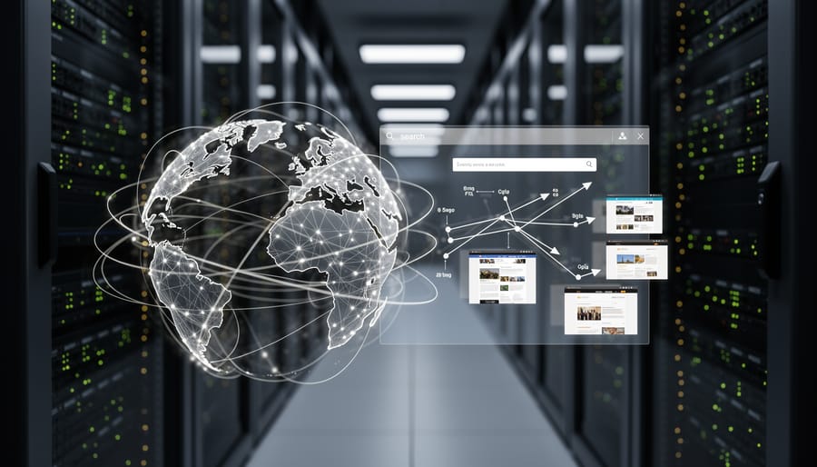 Multiple ethernet cables connected to server network ports