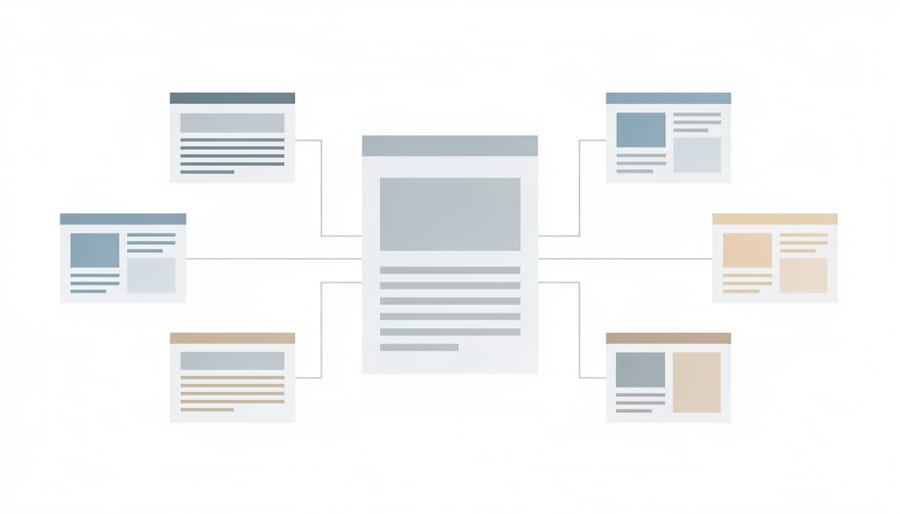 Book pages with multiple highlighted sections showing independent content blocks