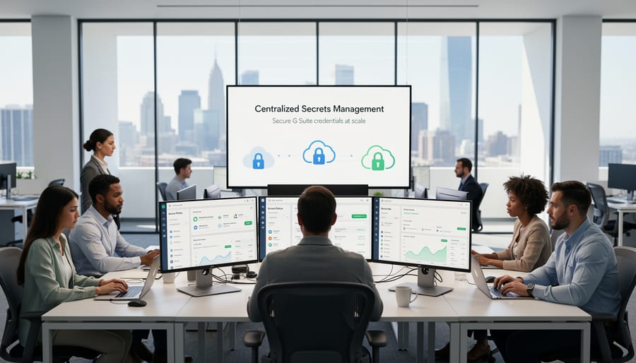 Modern electronic safe with biometric scanner representing secure credential storage