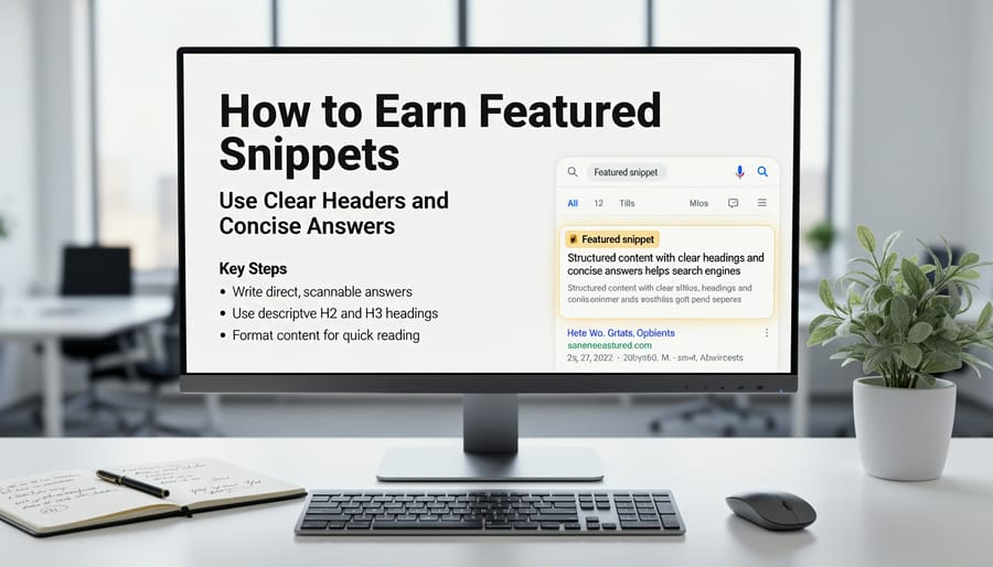 Content writer organizing article with structured headers and bullet points for SEO optimization