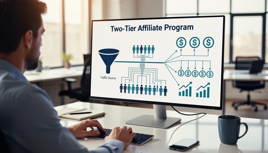 Laptop displaying analytics dashboard showing multiple revenue streams