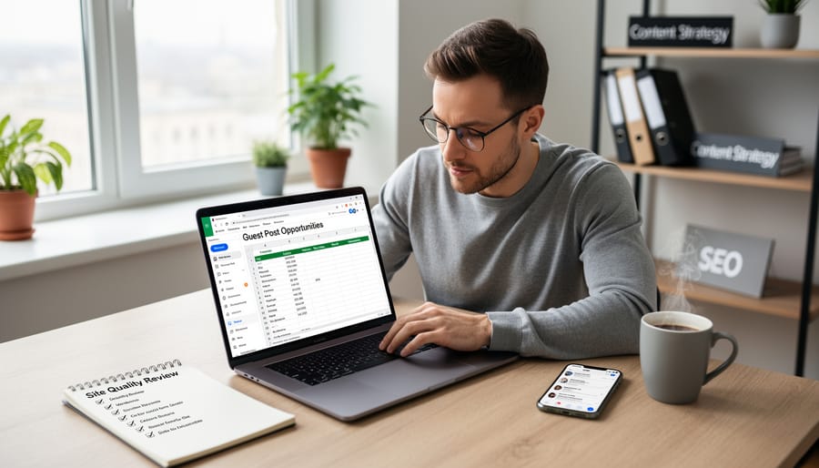 Hands using magnifying glass to examine document representing careful site vetting process