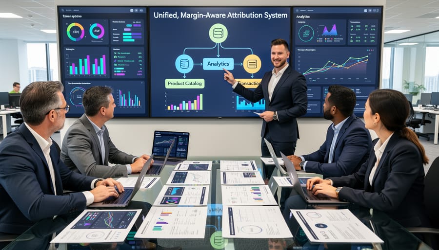 Data center server room with organized equipment and LED indicator lights