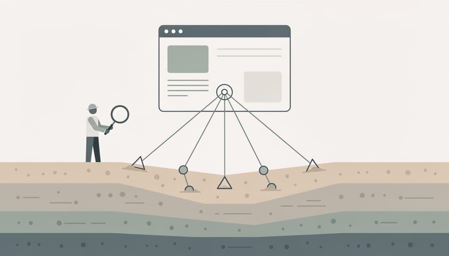 Archaeologist carefully excavating and examining artifacts in dig site