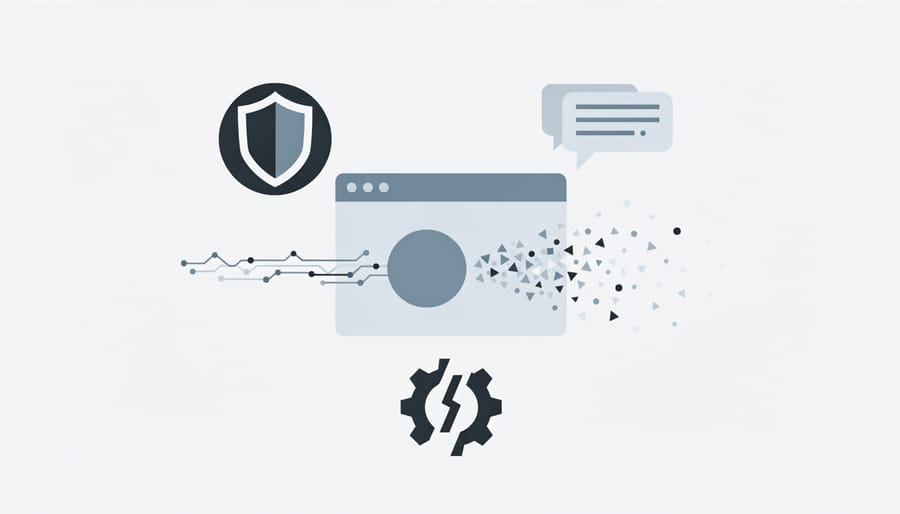 Person working on laptop with visual representation of data loss during tracking