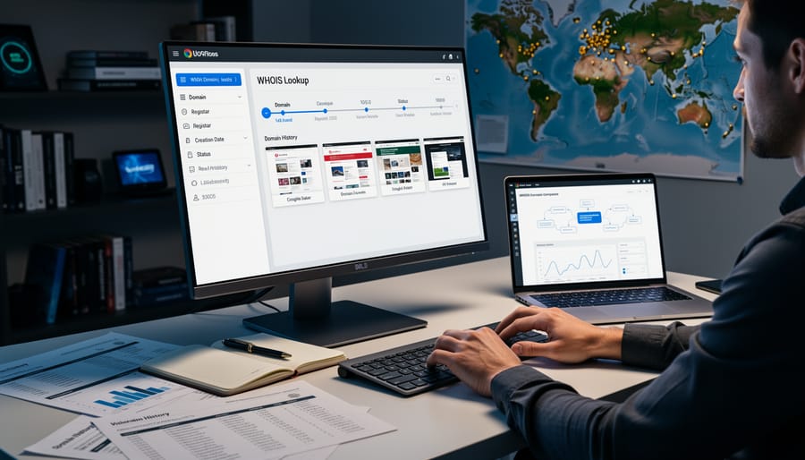 Researcher in conservation gloves examining historical archive folders on library table