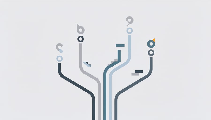 Two diverging forest paths representing different strategic choices
