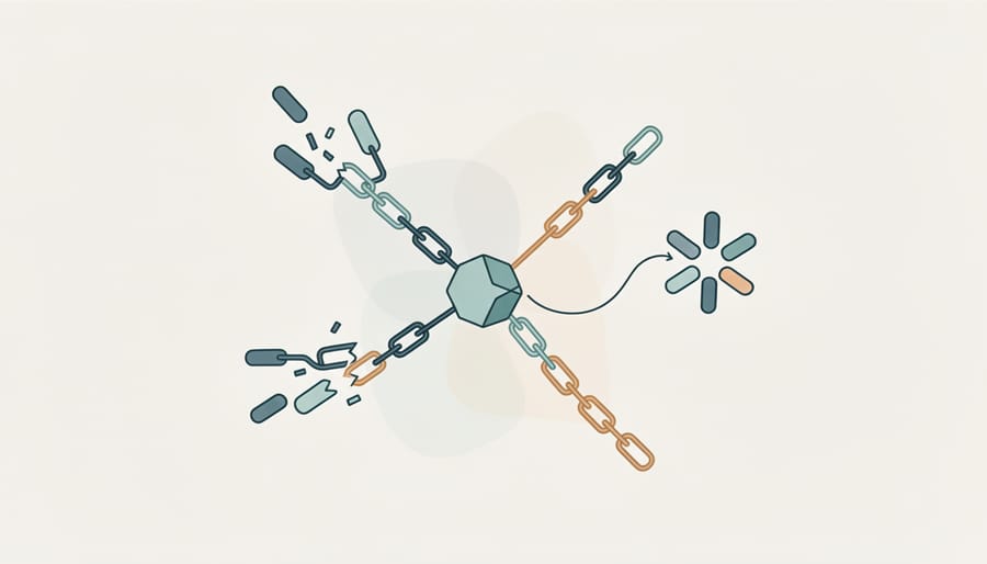 Interconnected chain links representing strong backlink network and SEO strategy