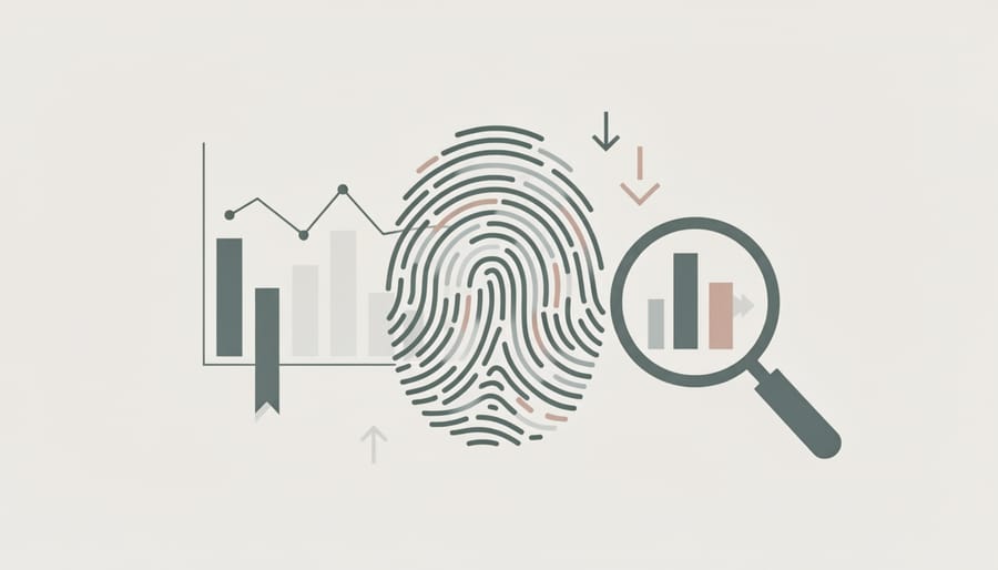 Detailed close-up of fingerprint showing unique ridge patterns under forensic lighting