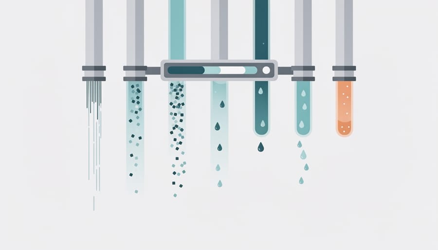 Multiple water faucets with different controlled flow rates demonstrating rate limiting principles