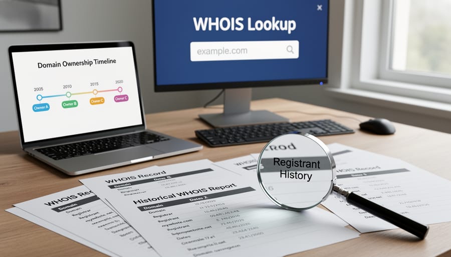 Magnifying glass examining historical documents on wooden desk in investigative setting