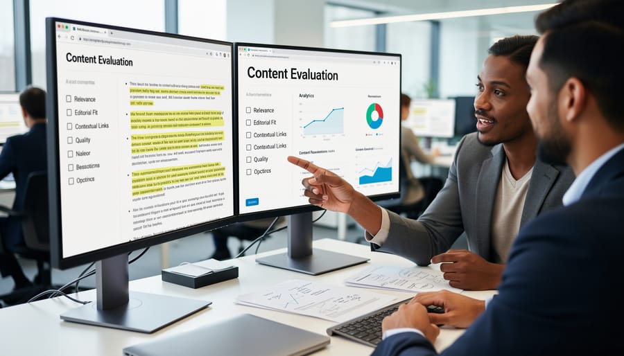 Checklist and laptop showing website content evaluation process