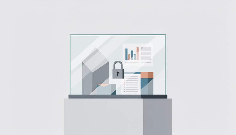 Lock and key securing a glass box symbolizing transparent and secure SEO deliverables.