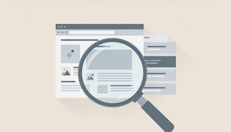 Magnifying glass over printed pages on a wooden desk, suggesting investigation and outreach qualification.