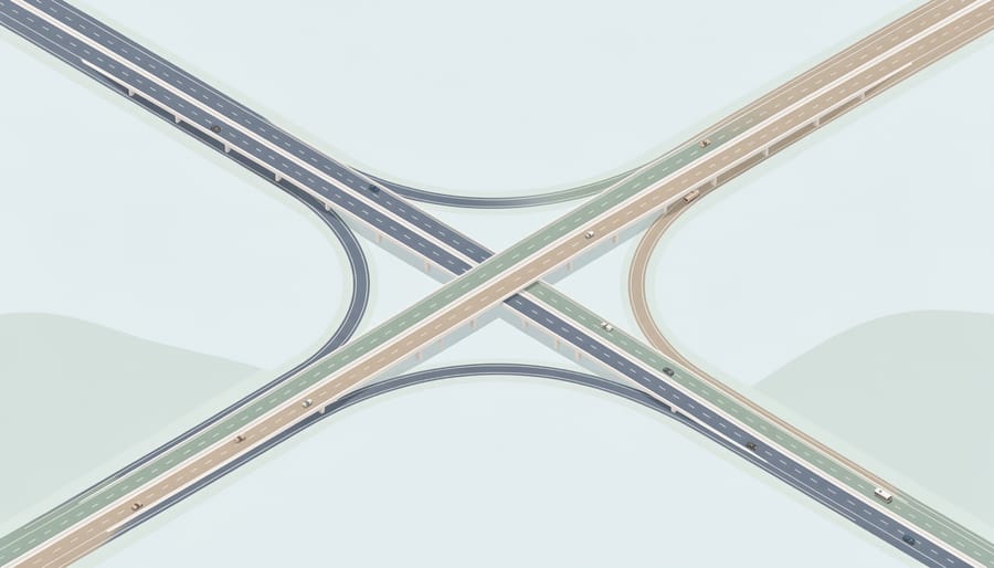 Sunrise highway interchange with merging light trails symbolizing combined marketing channels