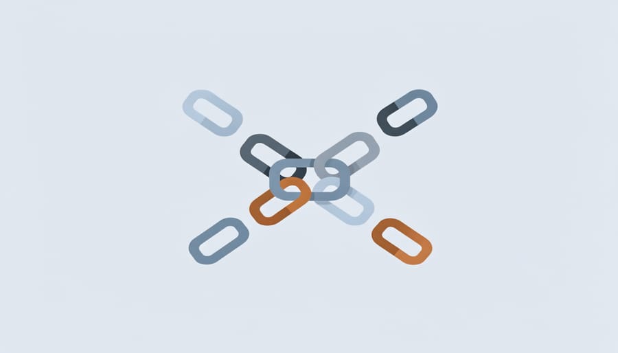 Close-up of interlocking metal chain links on a dark background