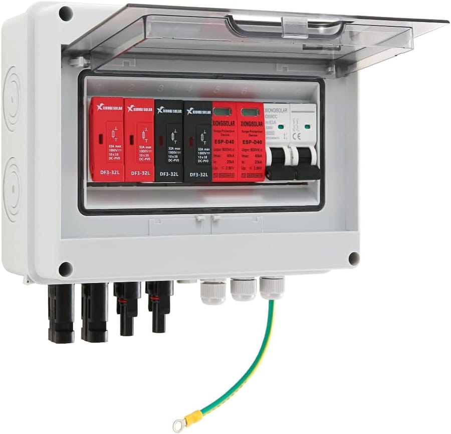 VOU 600V Solar DC PV Combiner Box,2 String with Lightning Arrester